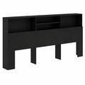 Schwarzes Kopfteil mit Regalen für Schlafzimmer 220x19x103,5cm