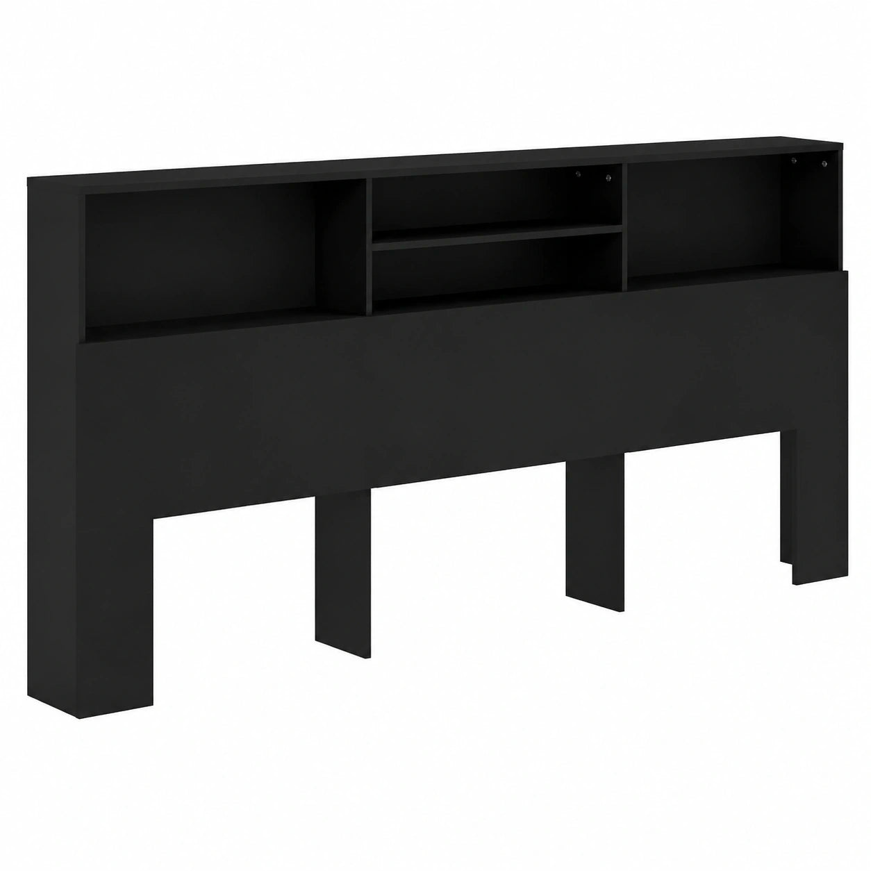 Schwarzes Kopfteil mit Regalen für Schlafzimmer 220x19x103,5cm
