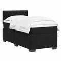 Modernes Polsterbett mit Stauraum und Rückenlehne, Holzgestell, Boxspringbett mit Matratze, Schwarz, 90x190 cm, aus Samt