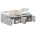 Einzelbett 90x200 cm in Grau mit Stauraum und Lattenrost für Jugend- und Gästezimmer