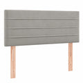 Verstellbares Polsterkopfteil mit Holzbeinen, Samt, Hellgrau, 90x5x78/88cm