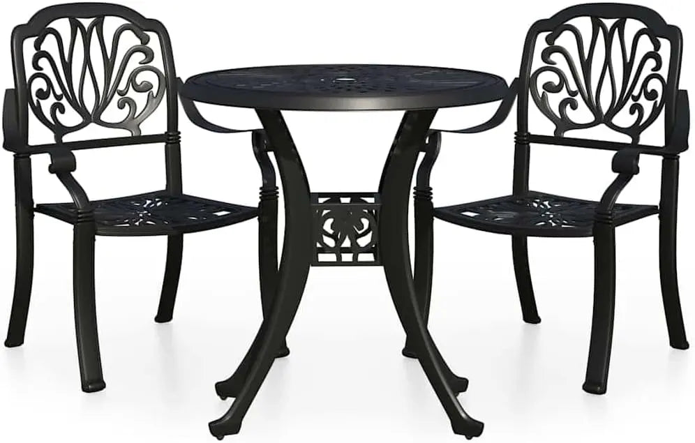 Makastle 3-teiliges Bistro-Set Aluminiumguss Schwarz 78cm