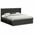 Modernes Doppelbett 200x200 cm mit Stauraum und Kopfteil, Holzwerkstoff, Stabiler Rahmen, Minimalistisches Design, Schwarz