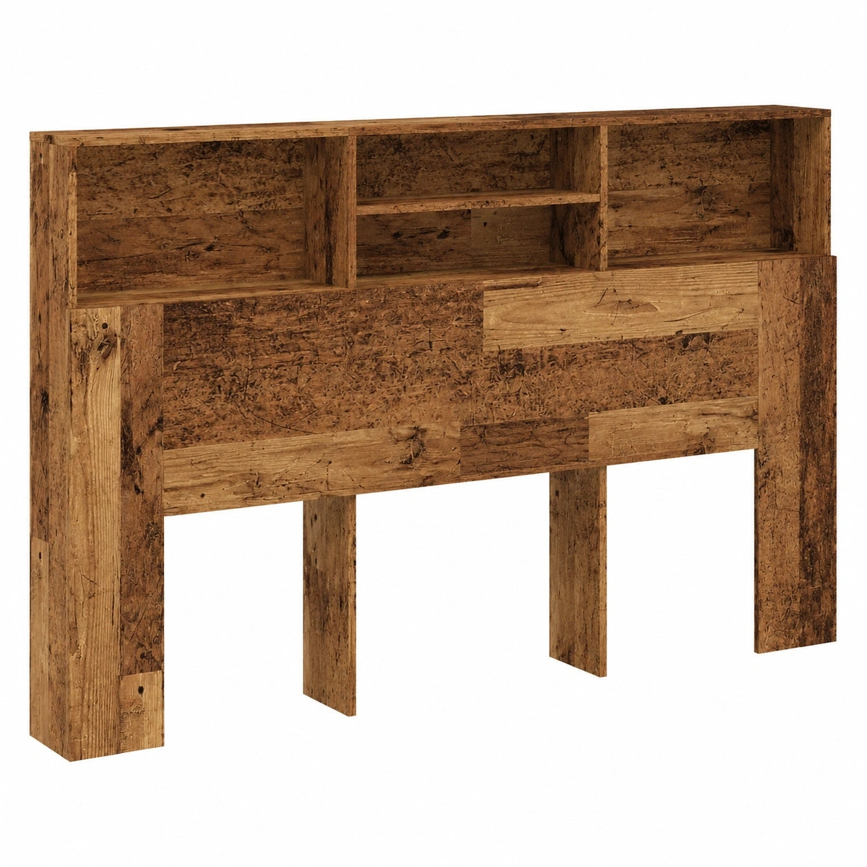 vidaXL Betthaupt mit Stauraum 160x19x103,5cm, Altholzdesign, Schlafzimmerregal