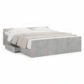 Stabiles Bettgestell 150x200 cm in Betonoptik mit Schubladen und Lattenrost, Perfekter Stauraum fürs Schlafzimmer