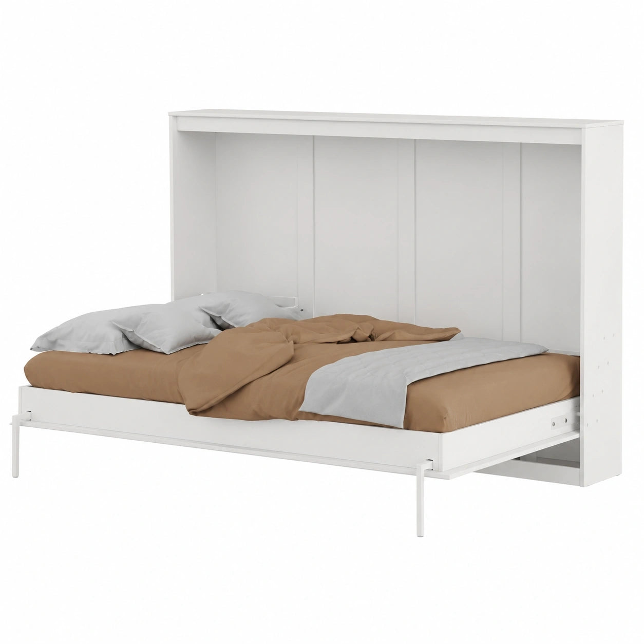 HeimLiving Platzsparendes Klappbett 140x200 cm in Weiß mit Gasdruckfedern für Schlafzimmer und Büro