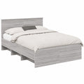 Modernes Doppelbett 140x200 cm mit Kopfteil, Robuster Holzrahmen, Minimalistisches Design, Sonoma Eiche Grau