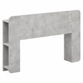 Multifunktionales Kopfteil aus Holzwerkstoff in Betongrau, 135x18,5x80 cm, mit Staufächern und Wandmontage, ideal für Gäste- und Jugendzimmer