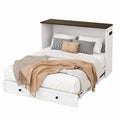 Horizontales Klappbett 140x200 cm mit Steckdose und Stauraum, platzsparendes Holzdesign