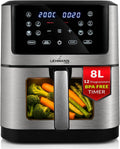 LEHMANN Heißluftfritteuse 8 l 12 Programme mit Display und zwei Garzonen