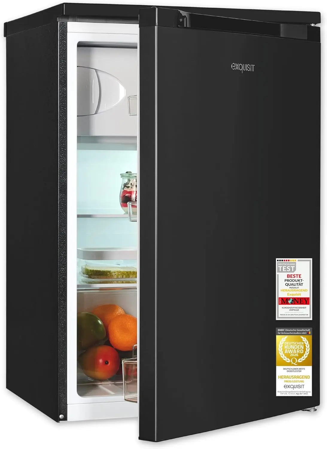 Exquisit Kühlschrank 107 l mit 4-Sterne-Gefrierfach Silber