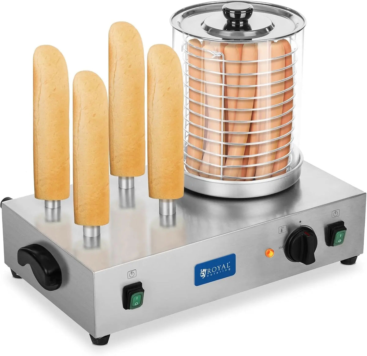 Royal Catering Hot Dog Maschine Gastro Hot-Dog Maker Professionell RCHW 2300 (Leistung 1100 Watt