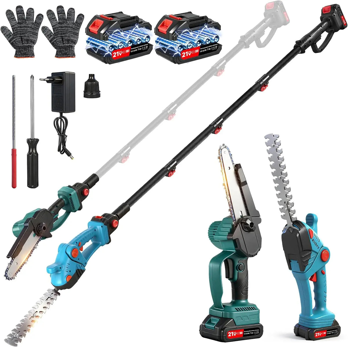 Heckenschere 21 V mit 4-in-1-Funktion