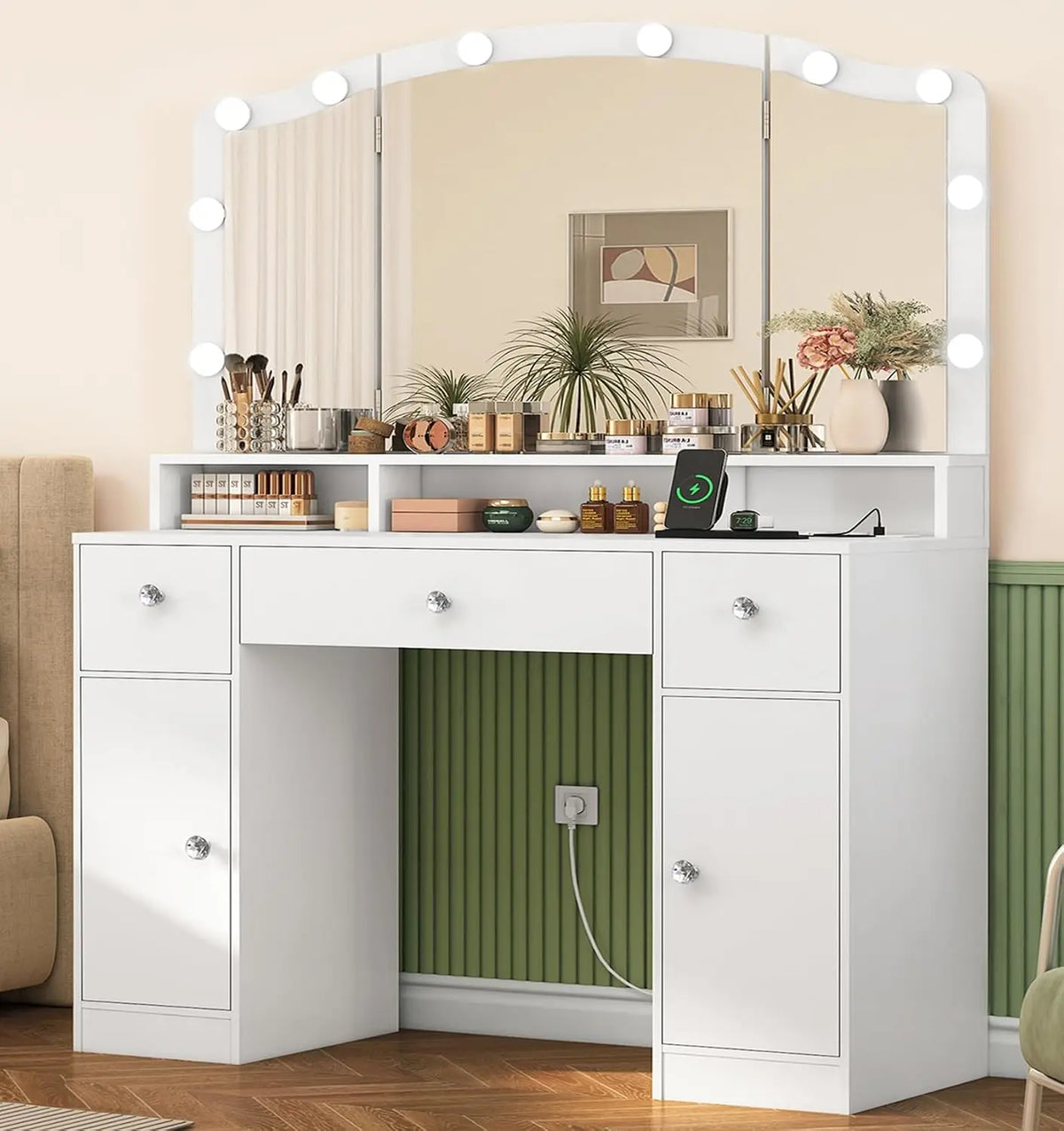 FIONESO Schminktisch mit LED-Beleuchtung