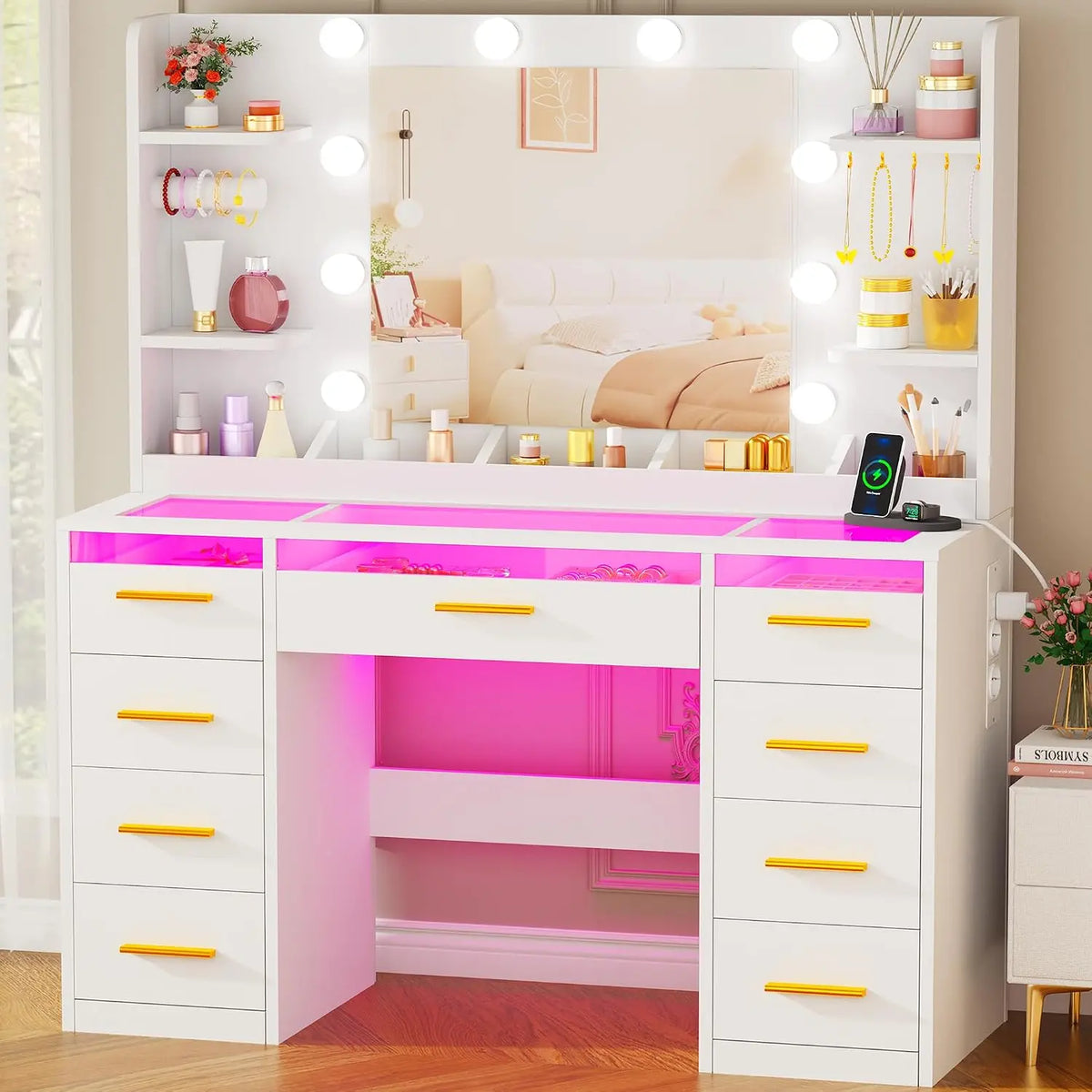ANWBROAD Schminktisch mit LED-Beleuchtung