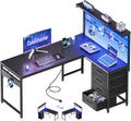 Coleshome Schreibtisch 100 cm mit LED-Beleuchtung Schwarz