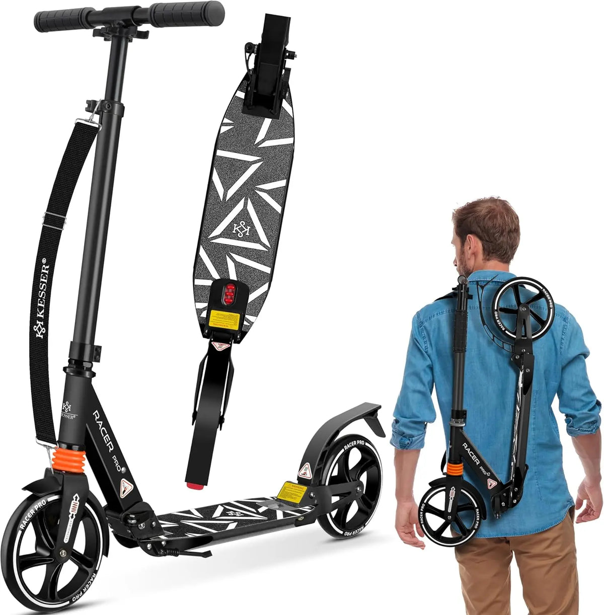 KESSER Cityroller Scooter 205mm Räder PU Big Wheel - Pro-S Tretroller mit Doppel Federung