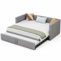 Ausziehbares Samt-Schlafsofa Bett 90/180x200 cm mit Lattenrost, Multifunktionales Grau-Gästebett
