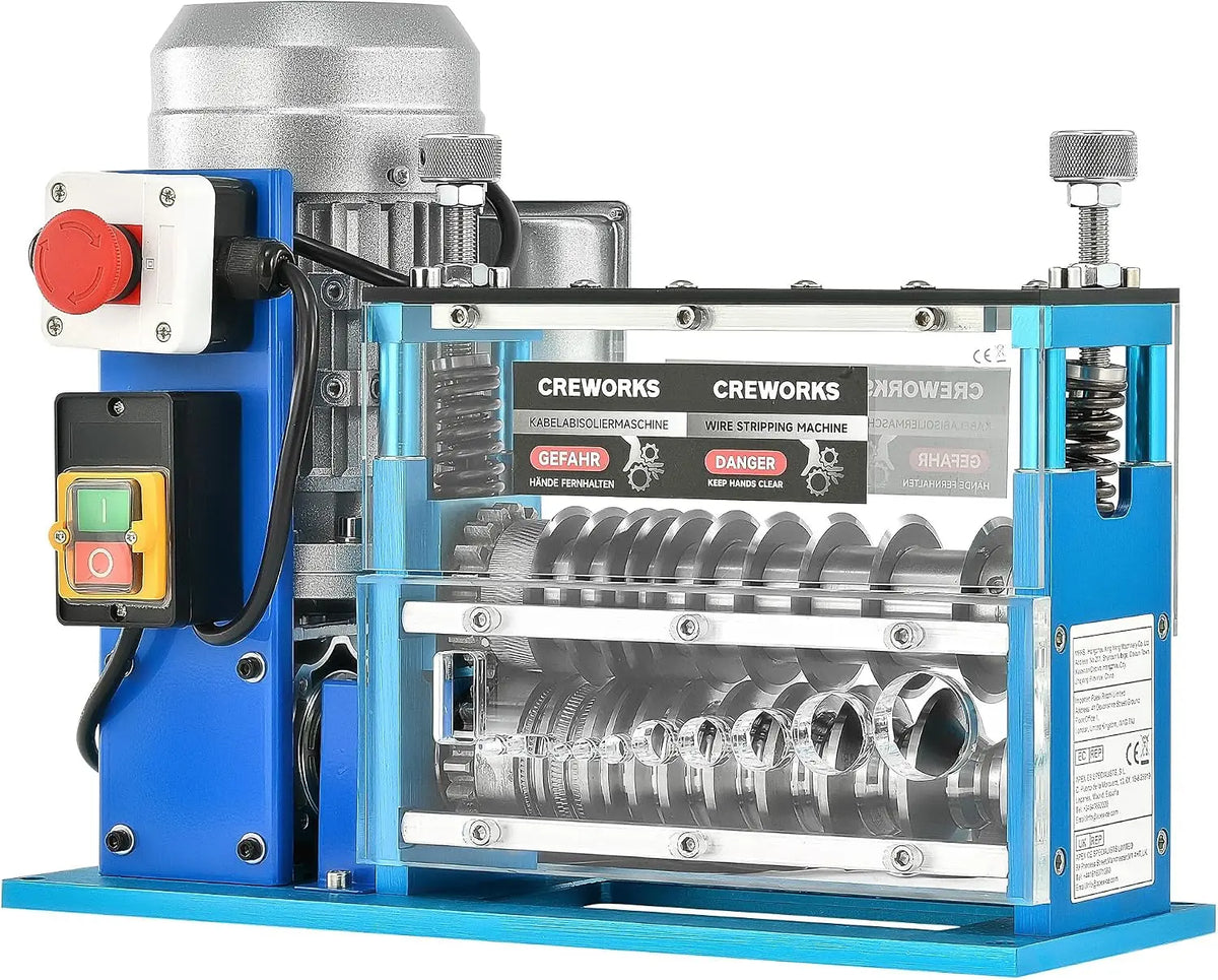 CREWORKS Elektrische Kabelabisoliermaschine 370W Kabelschälmaschine Abisoliermaschine Kabel Abisolierwerkzeug 11 Löcher 10 Klingen 1
