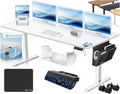 KESSER Schreibtisch 80 cm mit höhenverstellbar und USB-Anschluss Weiß