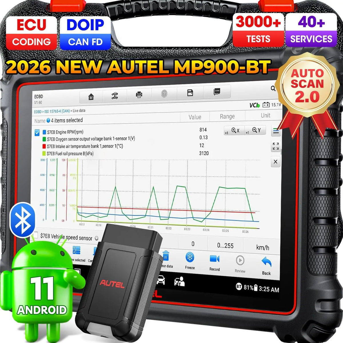 Autel MaxiPRO MP900BT: 2026 Kabelloses ab MP900BT KIT Steuergeräte-Codierung