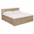 Stella Trading MARS Doppelbett Set 180x200 cm mit Nachttischen - Modernes Schlafzimmer-Ensemble in Eiche San Remo, Weiß