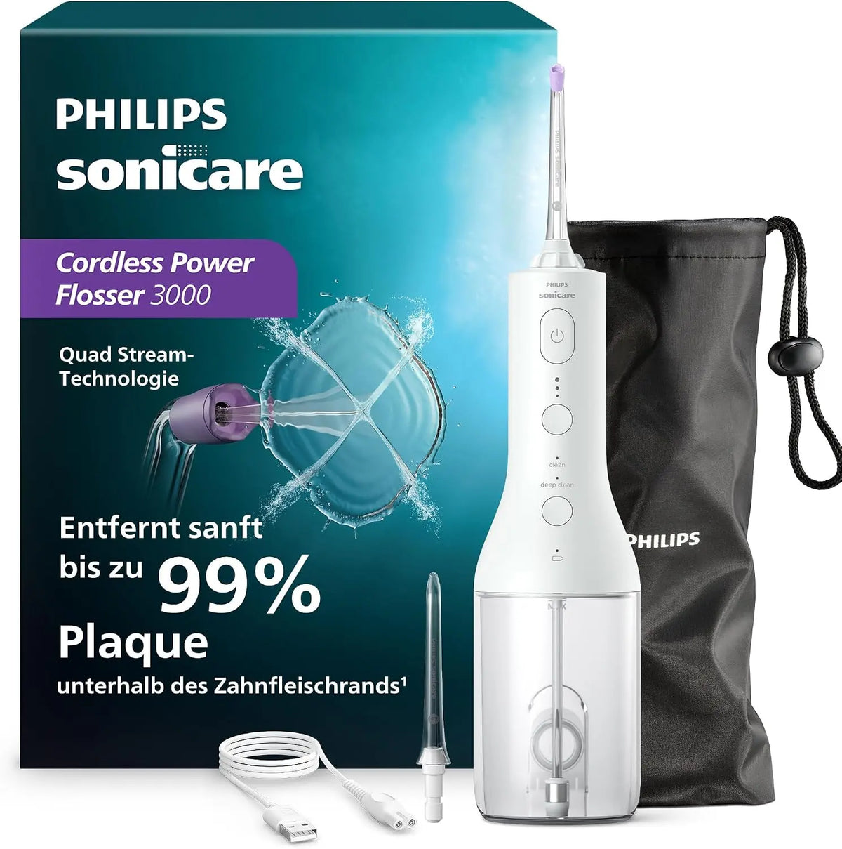 Philips Sonicare kabelloser Power Flosser 3000 Munddusche