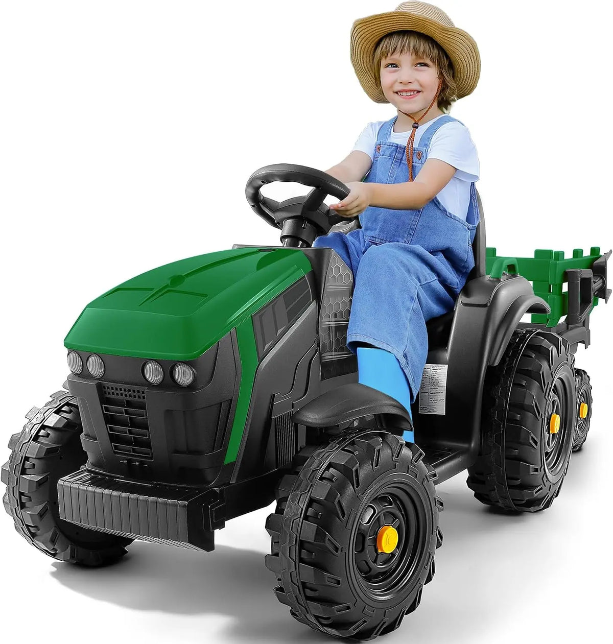 ELEMARA 24V 9AH Elektrischer Traktor für Kinder mit leicht abnehmbarem Anhänger