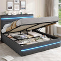 AOGLLATI Bett mit LED-Beleuchtung Dunkelgrau