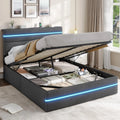 AOGLLATI Bett mit LED-Beleuchtung und USB-Anschluss Dunkelgrau